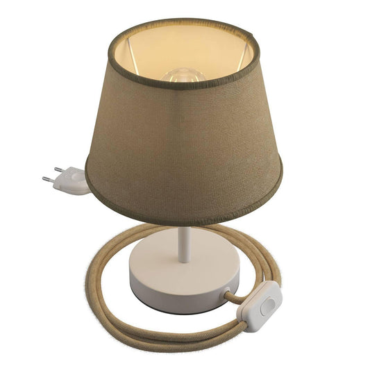 Alzaluce con paralume Impero, lampada da tavolo in metallo con spina - Bulby