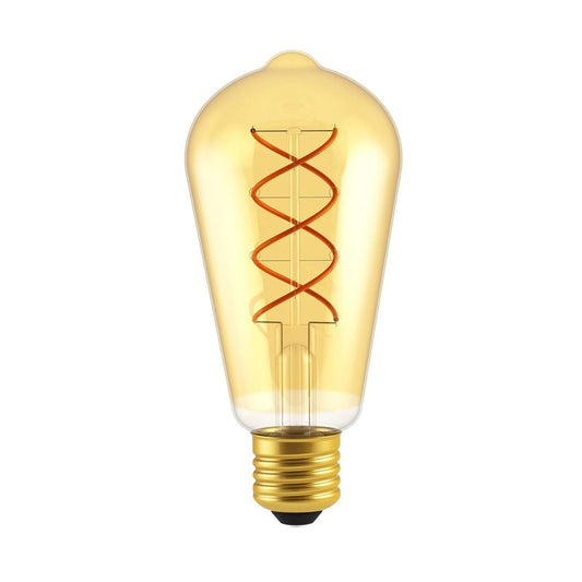 Lampadina LED Dorata Edison ST64 filamento Curvo doppio a spirale 5W - Bulby