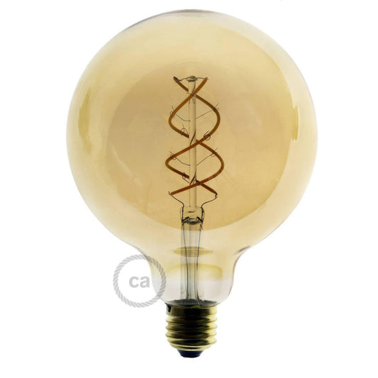 Lampadina LED Dorata Globo G125 filamento Curvo a Spirale 4W 250Lm - Bulby