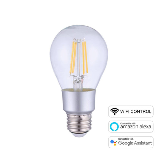 Lampadina LED SMART WI-FI Trasparente A60 Goccia filamento Dritto 6W - Bulby