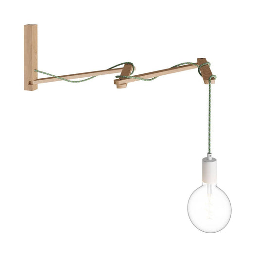 Pinocchio XL, supporto a muro regolabile in legno per lampade a parete - Bulby