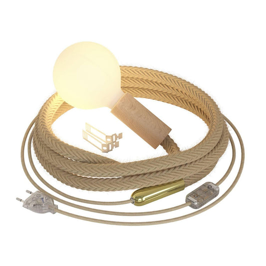 SnakeBis Corda - Lampada plug-in con cordone trecciato in juta - Bulby